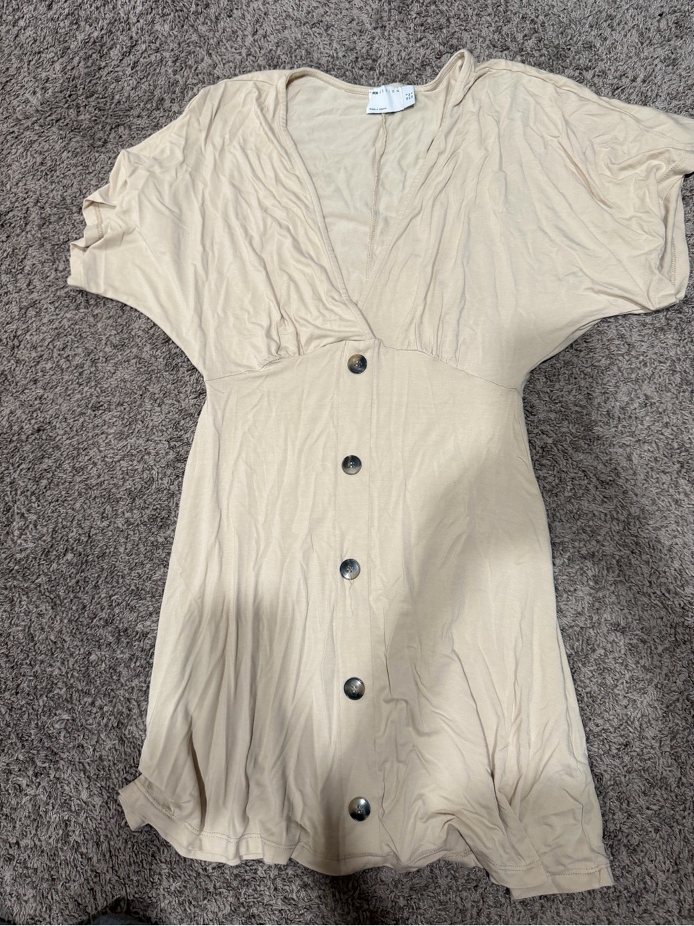ASOS Neutral Beige V‑Neck Button Front Dress